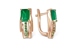 Серьги из красного золота с 2 агатами и 12 фианитами