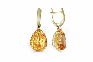 Серьги из жёлтого золота с 2 кварцами