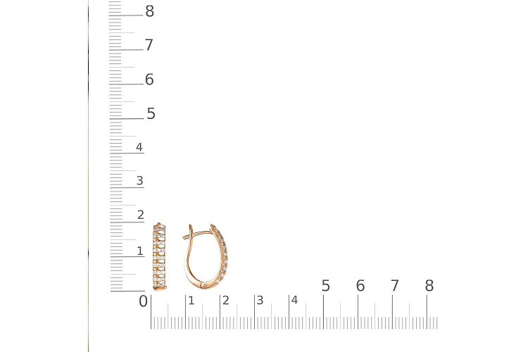 Серьги из красного золота с 54 фианитами