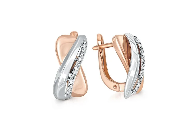 Серьги из красного золота с 26 бриллиантами