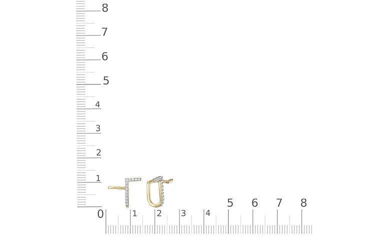 Серьги-пусеты Дорожки из жёлтого золота с 26 фианитами