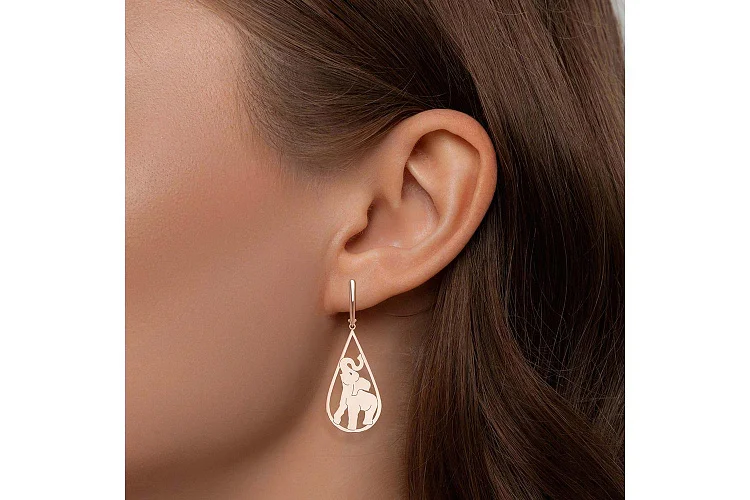 Серьги Слоники из красного золота без вставок