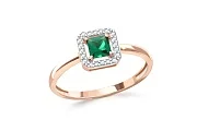 Кольцо из красного золота с изумрудом и 20 бриллиантами