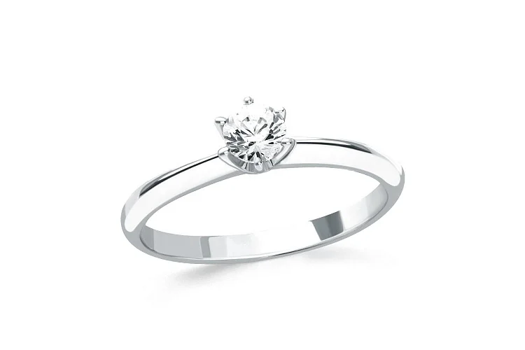 Кольцо из белого золота с выращенным бриллиантом