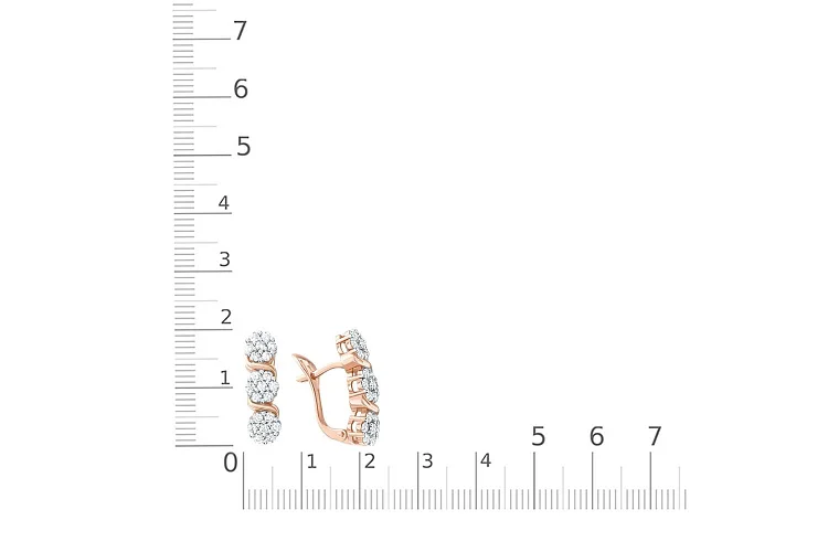 Серьги Малинки из красного золота с 42 фианитами