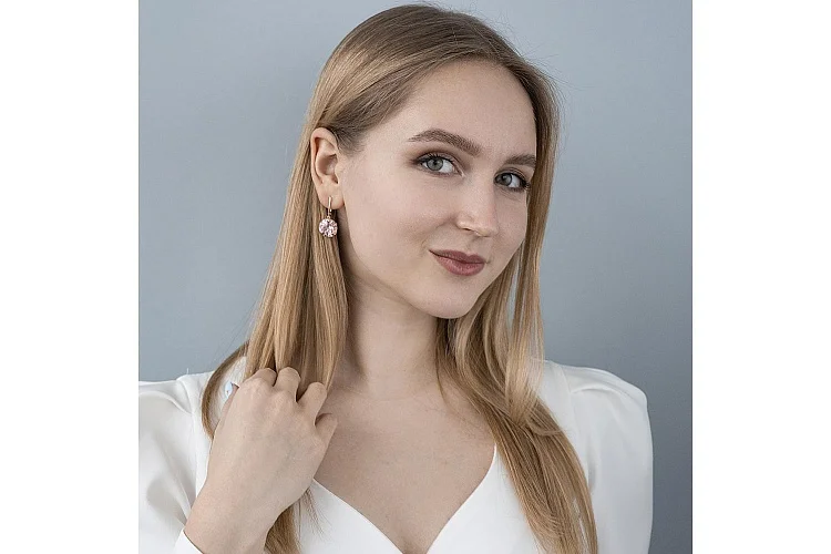 Серьги из красного золота с 2 ситаллами