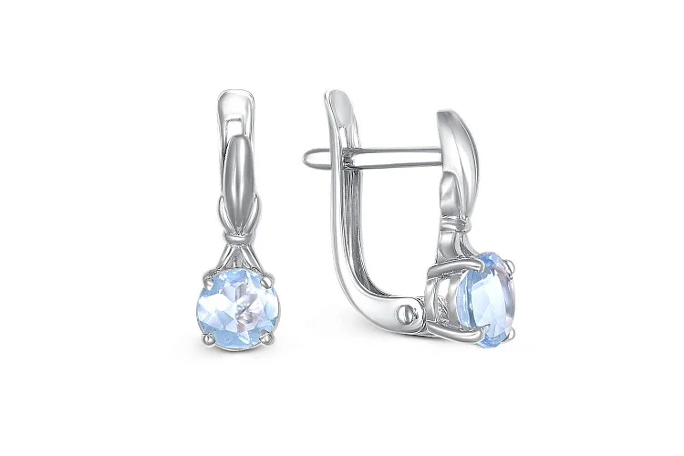 Серьги из белого золота с 2 топазами sky