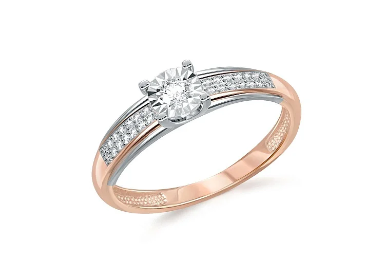 Кольцо из красного золота с 29 бриллиантами