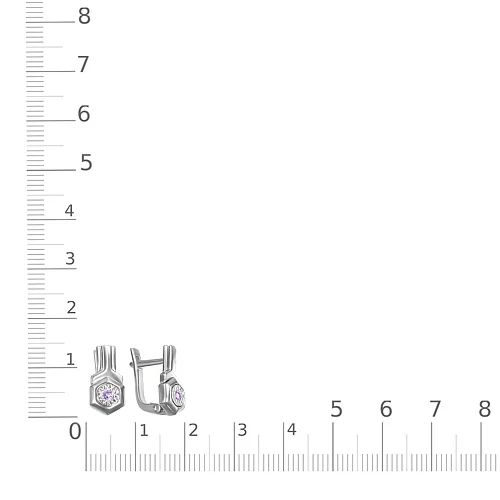 Серьги из белого золота с 2 аметистами