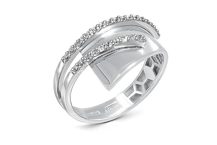 Кольцо Дорожка из белого золота с 27 фианитами