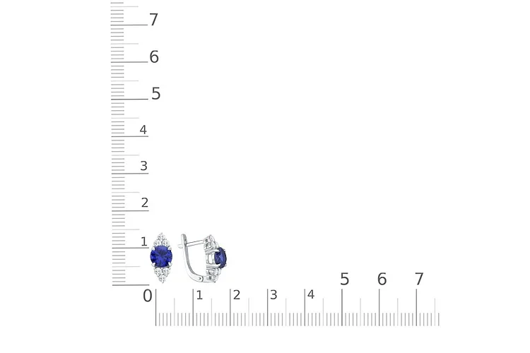 Серьги из белого золота с 2 корундами и 12 фианитами