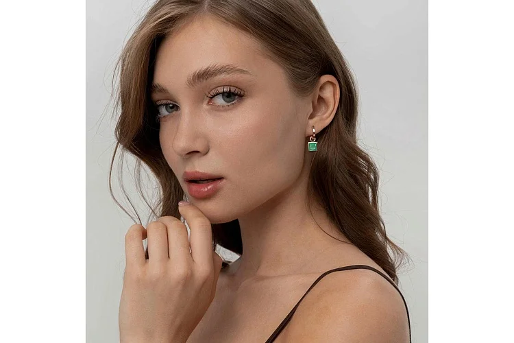 Подвеска серёг-трансформеров из красного золота с агатом