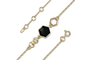 Браслет с шестиугольником из жёлтого золота с фианитом