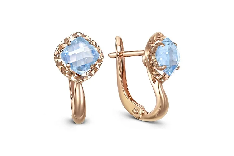 Серьги из красного золота с 2 топазами sky