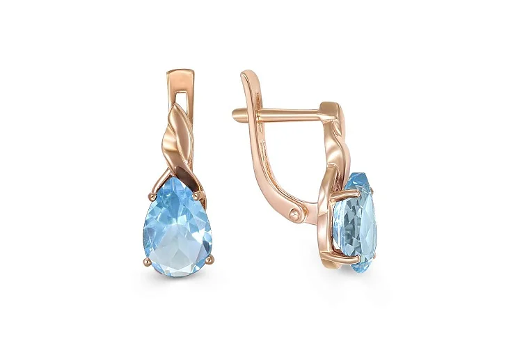 Серьги из красного золота с 2 топазами sky