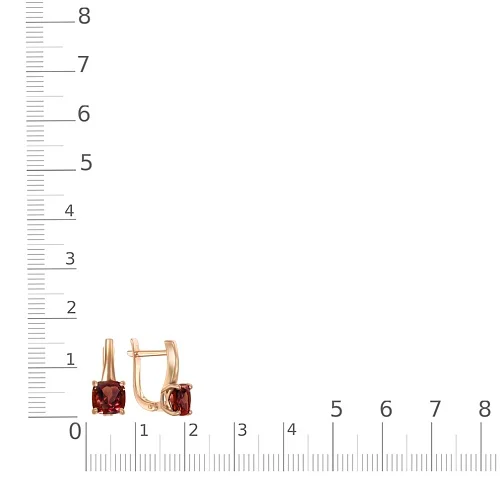 Серьги из красного золота с 2 гранатами