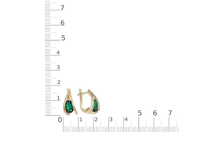 Серьги из жёлтого золота с 2 изумрудами