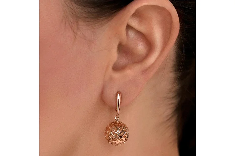 Серьги Шары из красного золота без вставок