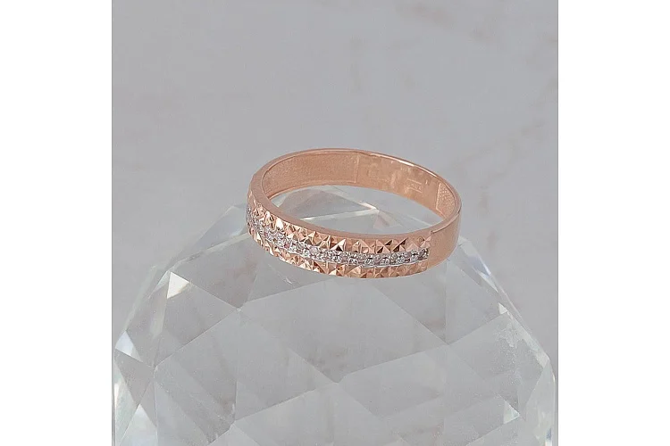 Кольцо Дорожка из красного золота с 17 бриллиантами