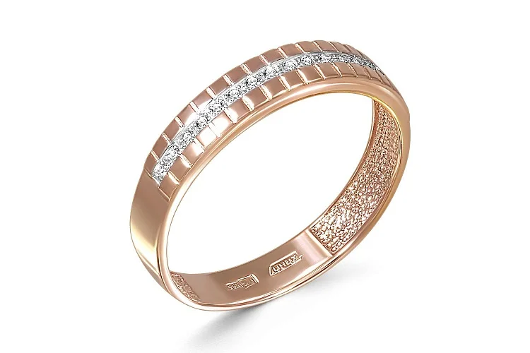 Кольцо Дорожка из красного золота с 17 фианитами