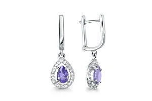 Серьги из белого золота с 2 ситаллами и 40 фианитами