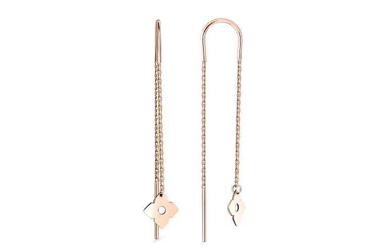 Серьги-продёвки Клевер из красного золота без вставок