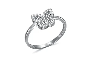 Кольцо Бабочка из белого золота с 28 фианитами