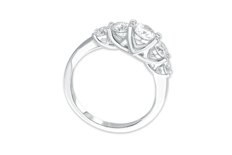 Кольцо Дорожка из белого золота с 5 фианитами