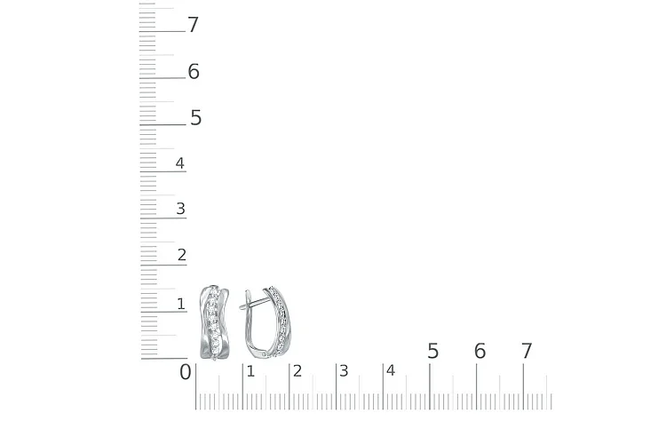 Серьги из белого золота с 18 фианитами