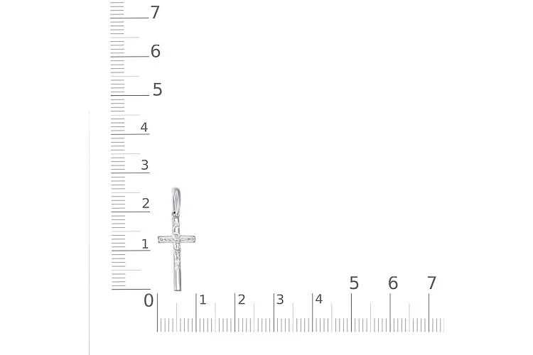 Крест из белого золота с фианитом