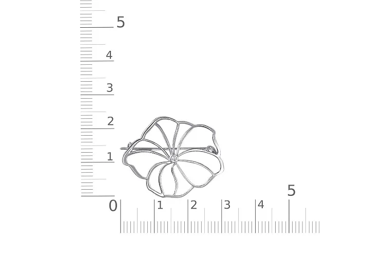 Брошь Цветок из белого золота с фианитом
