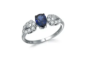 Кольцо из белого золота с корундом и 16 бриллиантами