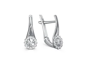 Серьги Цветы из белого золота с 26 бриллиантами