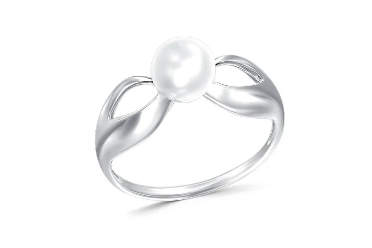 Кольцо из белого золота с жемчугом