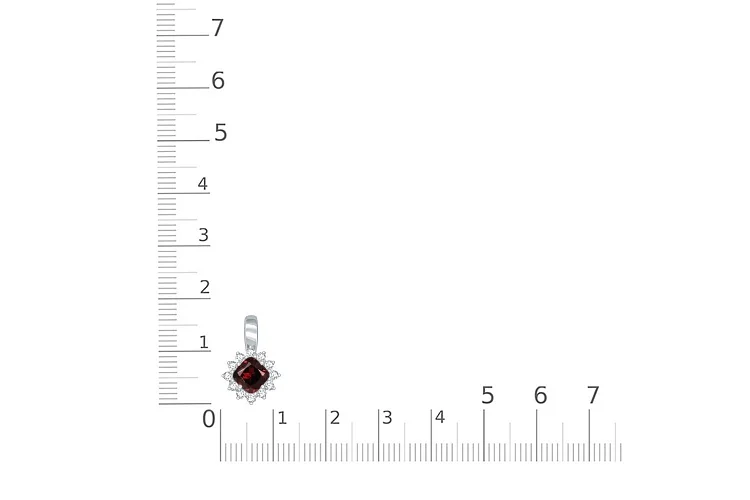 Подвеска из белого золота с гранатом и 12 фианитами