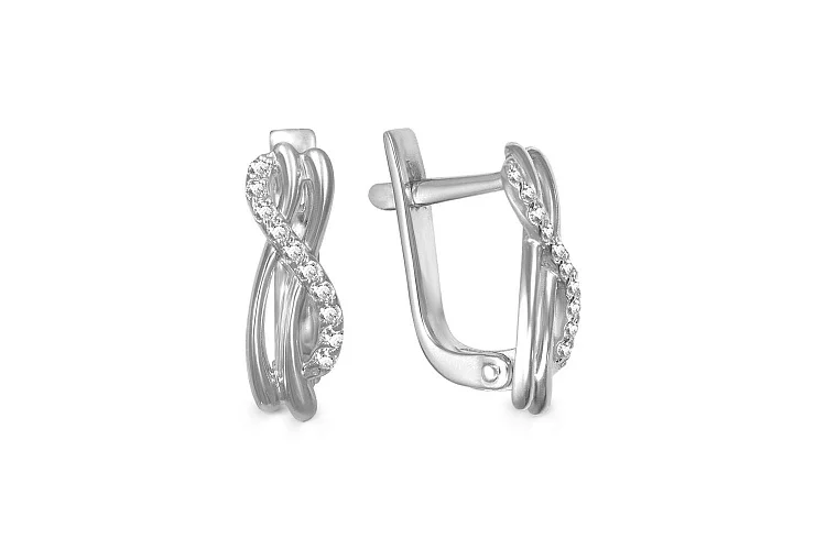 Серьги Дорожки из белого золота с 20 бриллиантами
