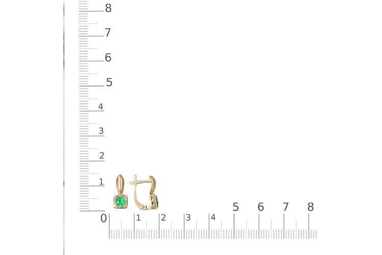 Серьги из красного золота с 2 изумрудами
