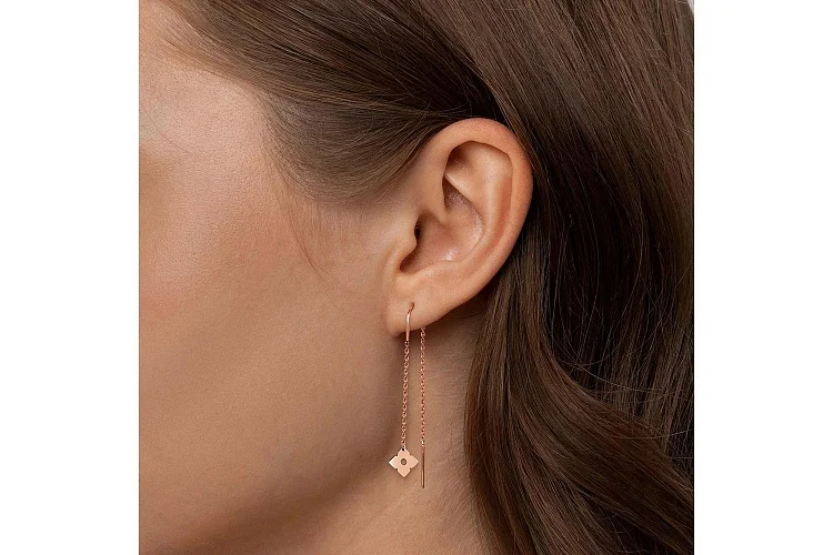 Серьги-продёвки Клевер из красного золота без вставок