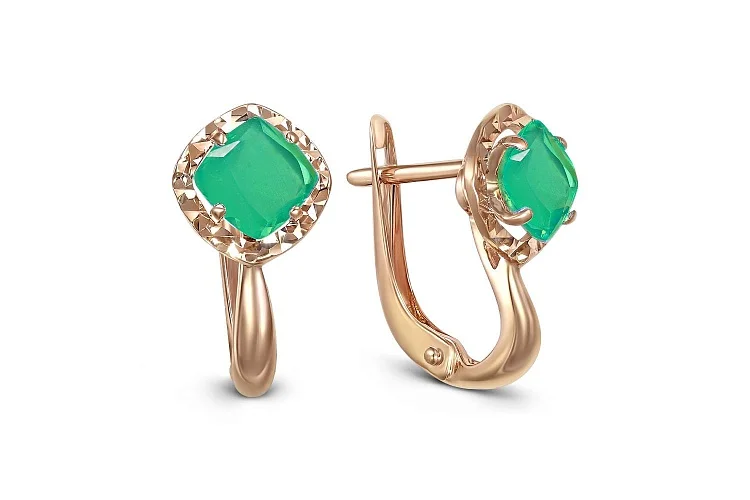 Серьги из красного золота с 2 агатами