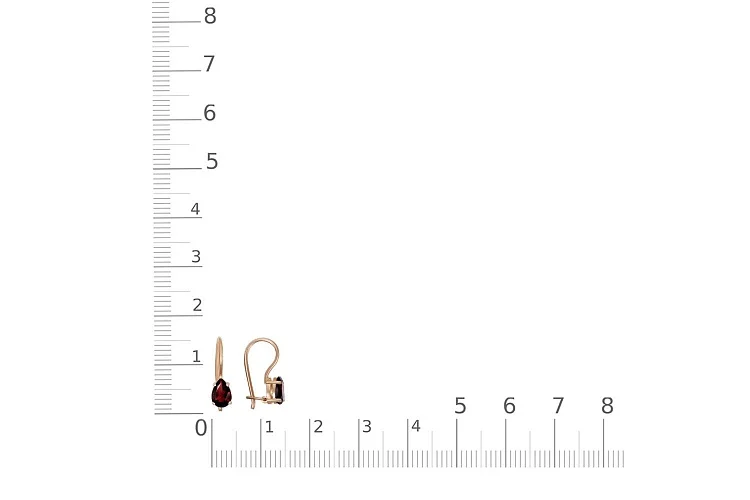Детские серьги из красного золота с 2 гранатами