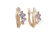 Серьги Веточки из красного золота с 6 танзанитами