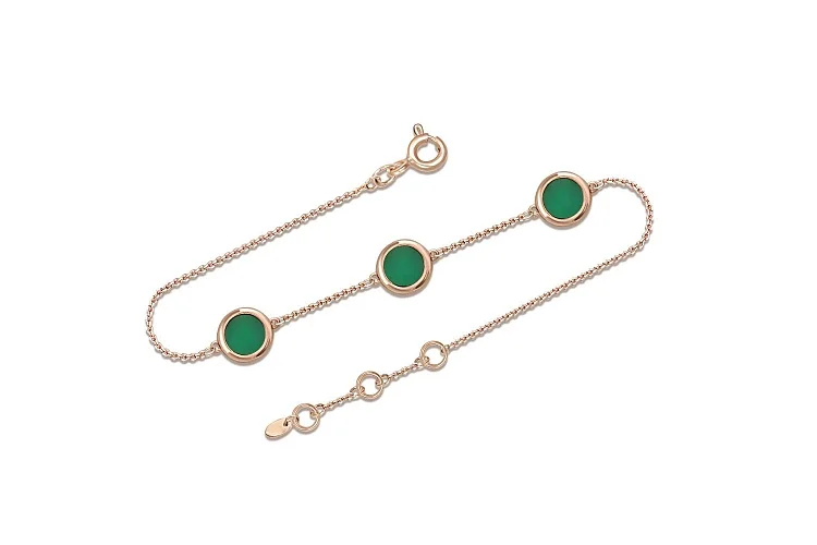 Браслет из красного золота с 3 агатами