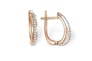 Серьги Дорожки из красного золота с 204 фианитами