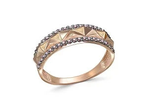 Кольцо из красного золота с 42 фианитами