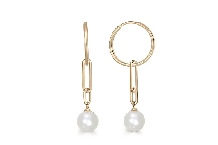 Серьги из жёлтого золота с 2 жемчужинами