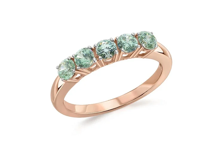 Кольцо Дорожка из красного золота с 5 циркониями