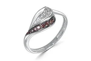 Кольцо из белого золота с 21 фианитами