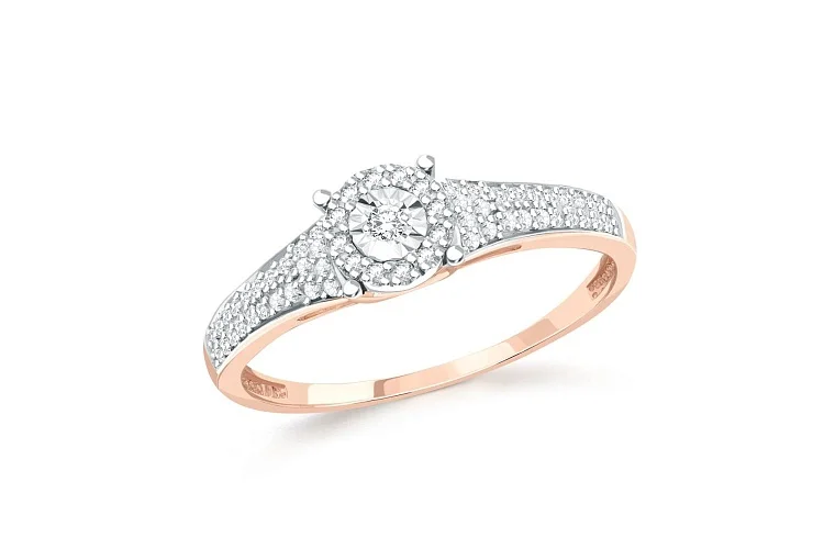 Кольцо из красного золота с 59 бриллиантами