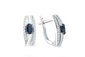 Серьги из белого золота с 2 сапфирами и 36 бриллиантами