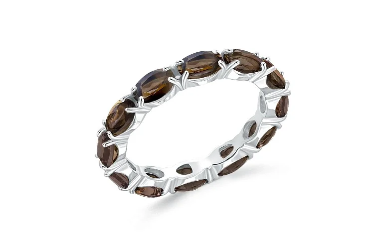 Кольцо Дорожка из белого золота с 12 раухтопазами